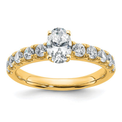 14K Yellow Gold Certified 1 3/4 carat Lab Grown Diamond VS+ F+ Oval Complete Engagement Ring