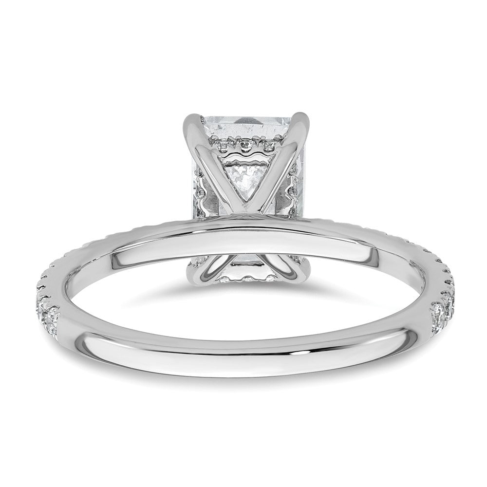 14K White Gold 2 carat Certified Lab Grown Diamond VS+ F+ Radiant Complete Solitaire with Flair Engagement Ring