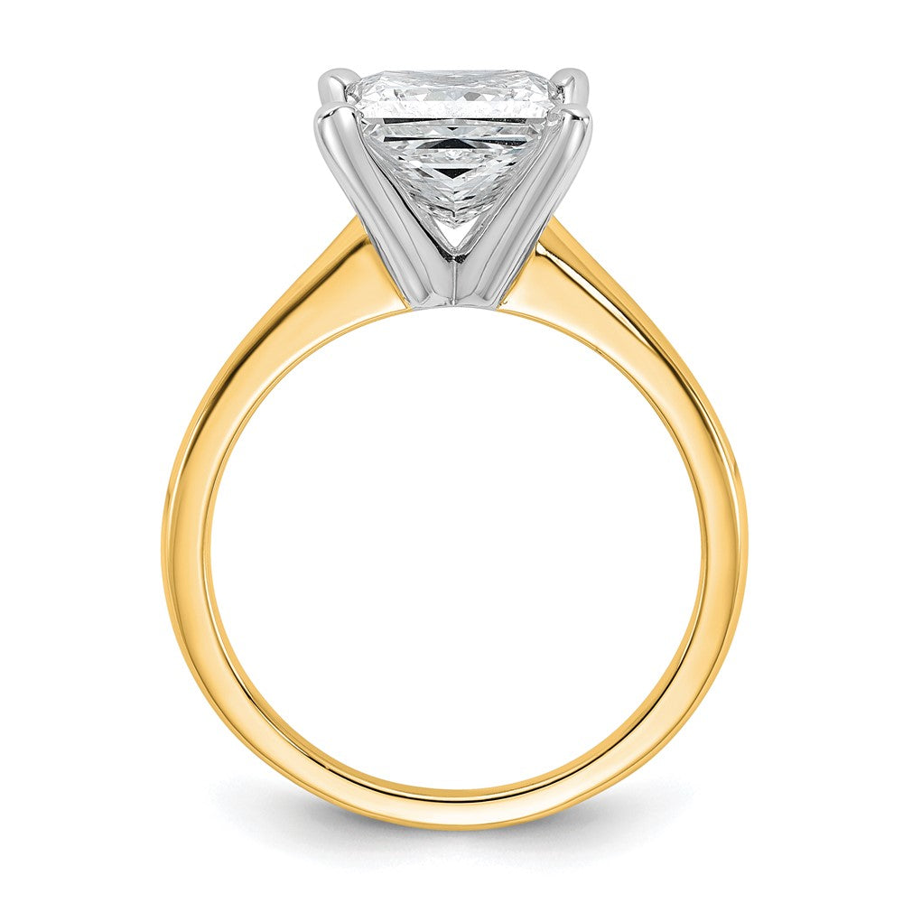 14K Two-Tone Gold Two-tone 2 1/2 carat Lab Grown Diamond VS+ F+ Princess Complete Solitaire Engagement Ring