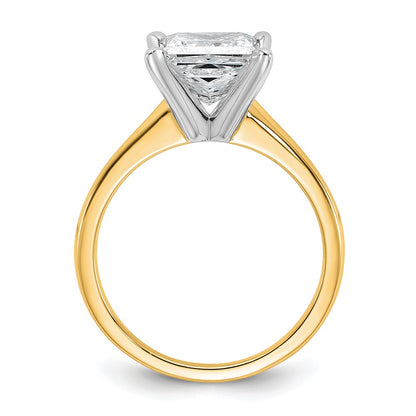 14K Two-Tone Gold Two-tone 2 1/2 carat Lab Grown Diamond VS+ F+ Princess Complete Solitaire Engagement Ring