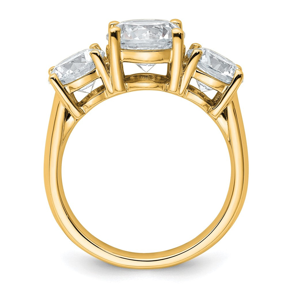 True Origin 14K Yellow Gold 4 carat Lab Grown Diamond VS+ F+ Complete Round Three Stone Ring