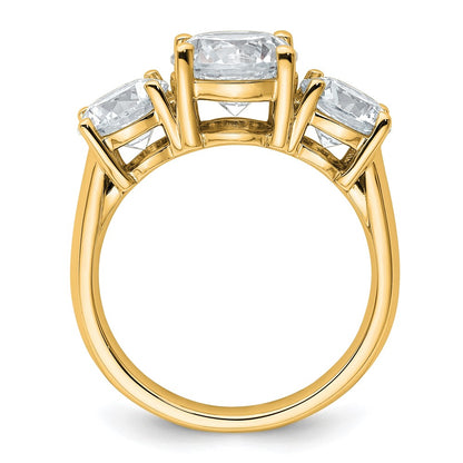 True Origin 14K Yellow Gold 4 carat Lab Grown Diamond VS+ F+ Complete Round Three Stone Ring
