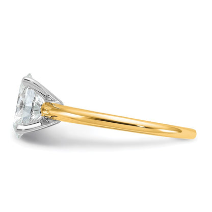 14K Two-Tone Gold 1 1/2 carat Certified Lab Grown Diamond VS+ F+ Oval Complete Solitaire Engagement Ring