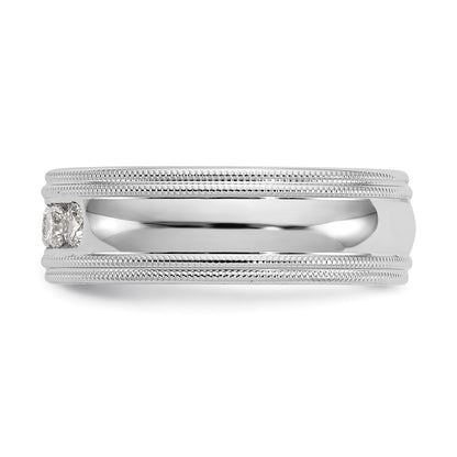True Origin 14K White Gold 1/2 carat Lab Grown Diamond VS+ F+ Size 9 Complete Double Miligrain Wedding Band Ring