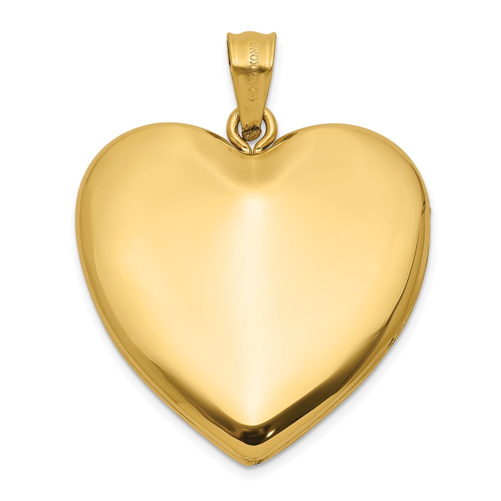 14K Yellow Gold Polished Fancy Scrolled Design 24mm Heart Locket