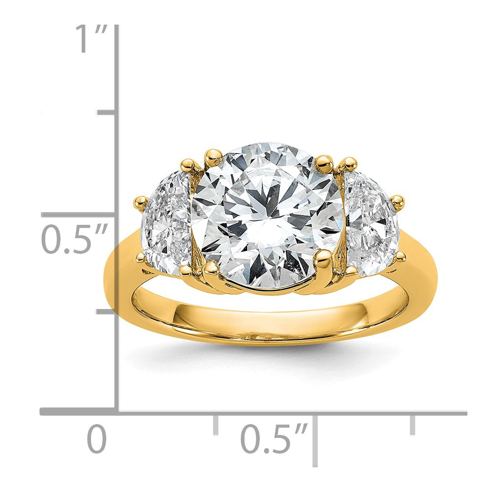 14K Yellow Gold 4 carat Certified Lab Grown Diamond VS+F+ Round Complete Three Stone Engagement Ring