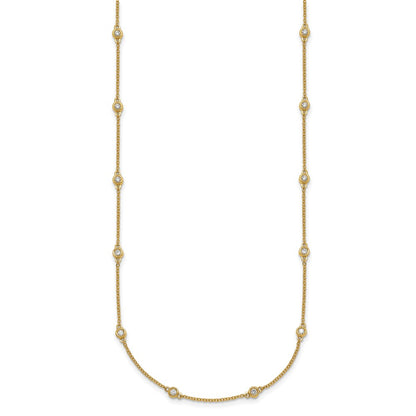 14K Yellow Gold Complete 1/2 carat Bezel-set Diamond and Cable Chain 20-Station 20 Inch Necklace