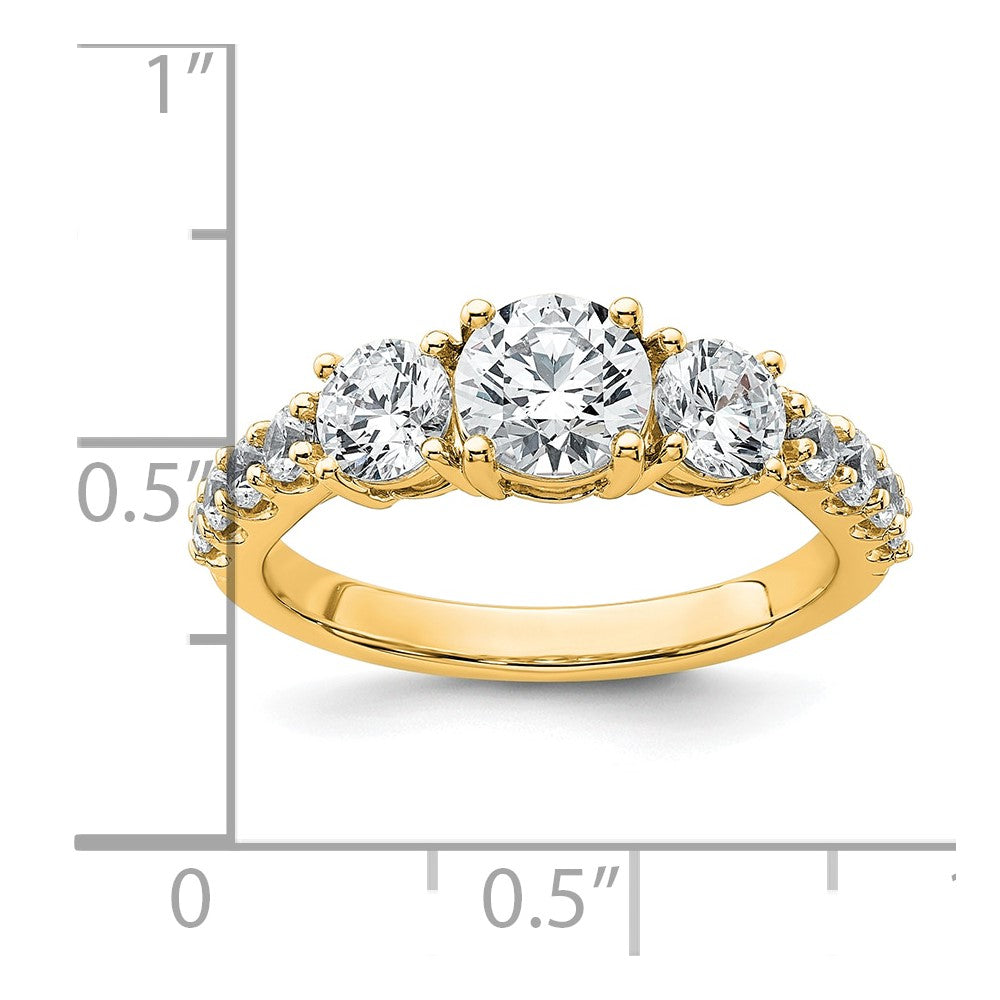 True Origin 14K Yellow Gold 2 carat Lab Grown Diamond VS+ F+ Complete Round Three Stone Ring