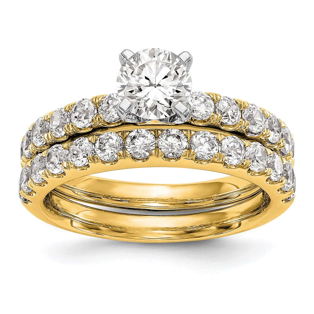 True Origin 14K Yellow Gold 5/8 carat Lab Grown Diamond VS+ F+ Semi-Mount Peg Set Engagement Ring
