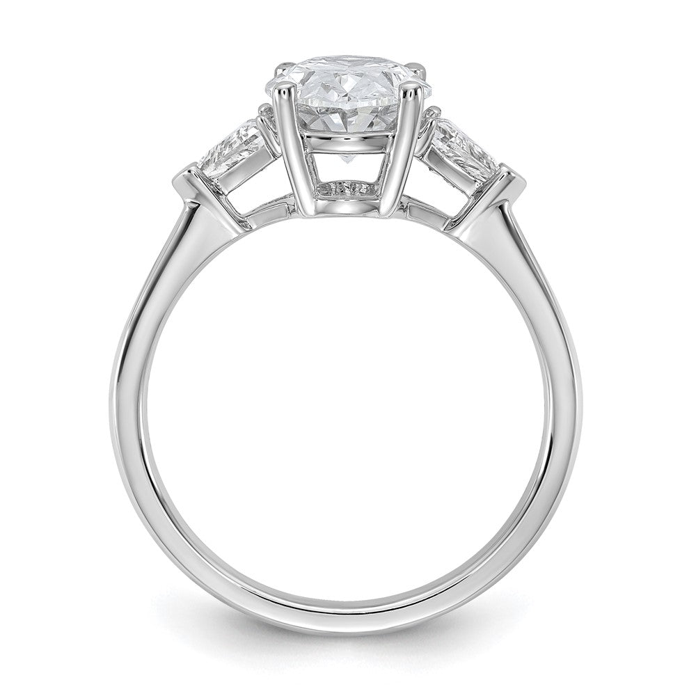 14K White Gold 2 1/2 carat Certified Lab Grown Diamond VS/SI+ G+ Complete Oval and Trillion Three Stone Engagement Ring
