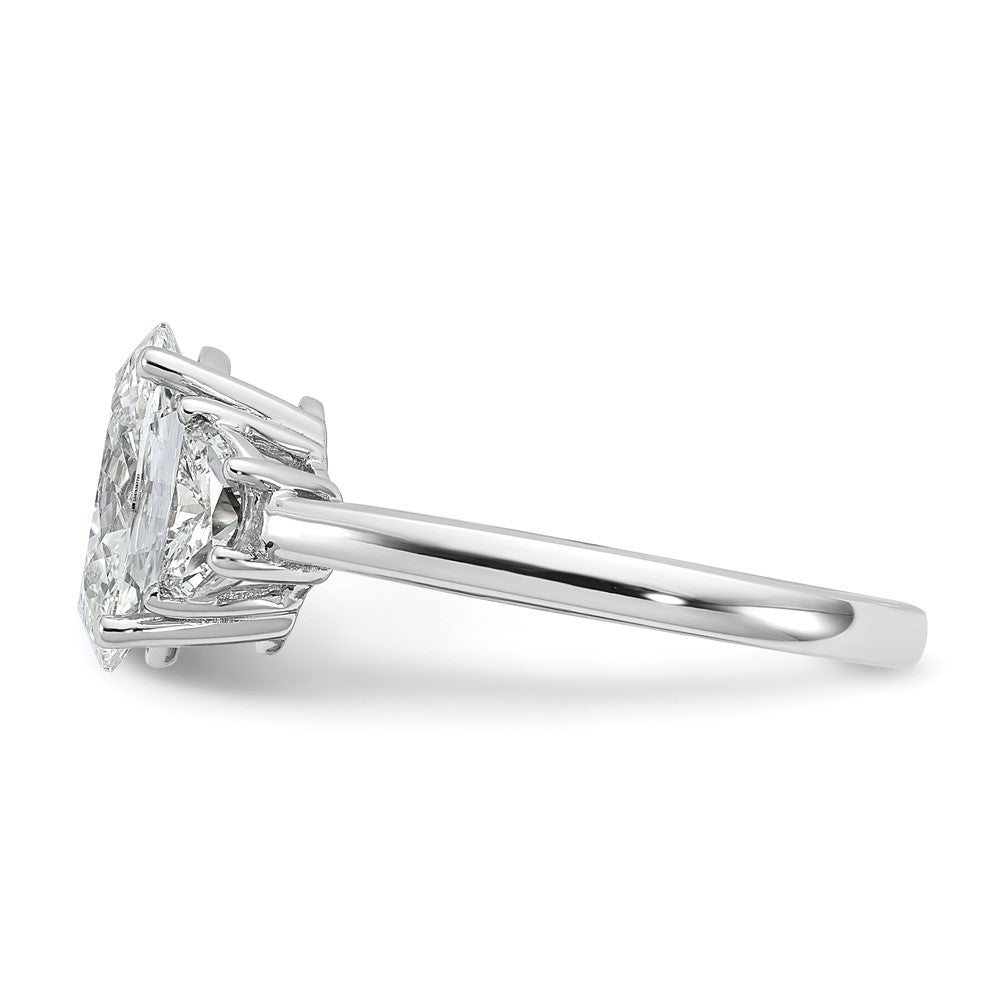 14K White Gold 2 1/2 carat Certified Lab Grown Diamond VS+ F+ Complete Oval and Half Moon Three Stone Engagement Ring