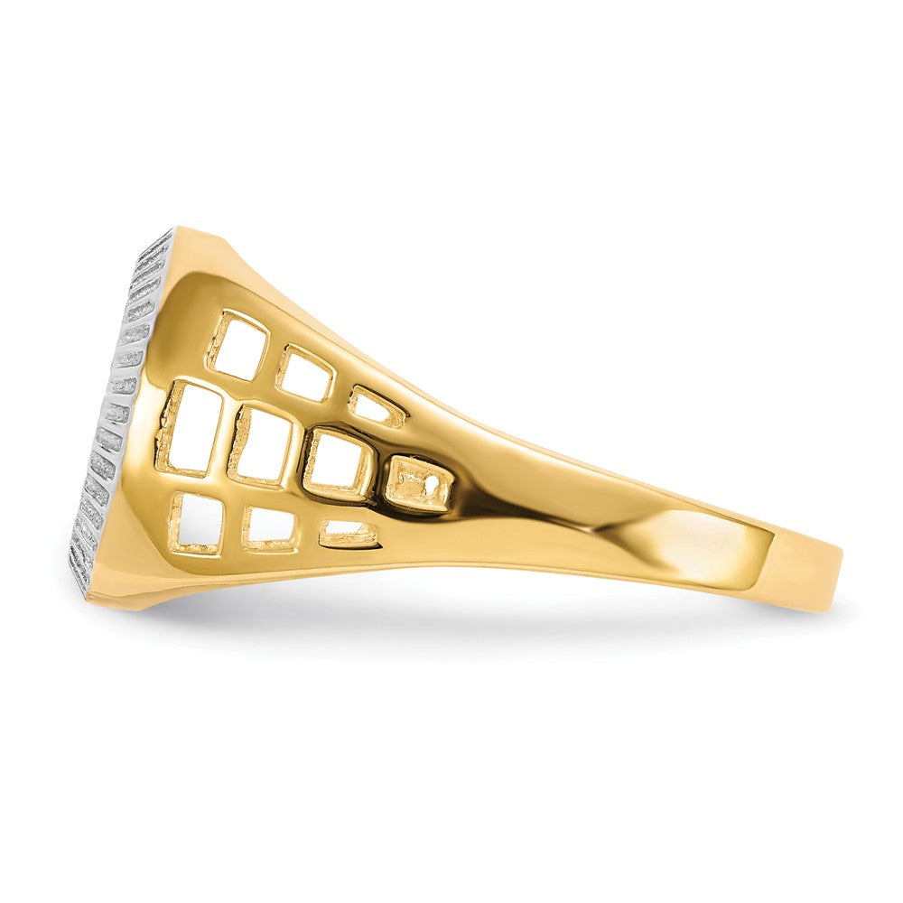 14K Yellow Gold w/Rhodium Men's CZ Cluster Ring