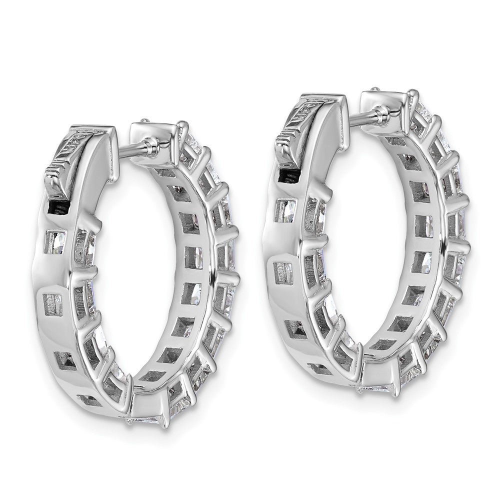 14K White Gold 4 carat Lab Grown Diamond VS/SI+ G+ Princess Complete In and Out Hoop Earrings