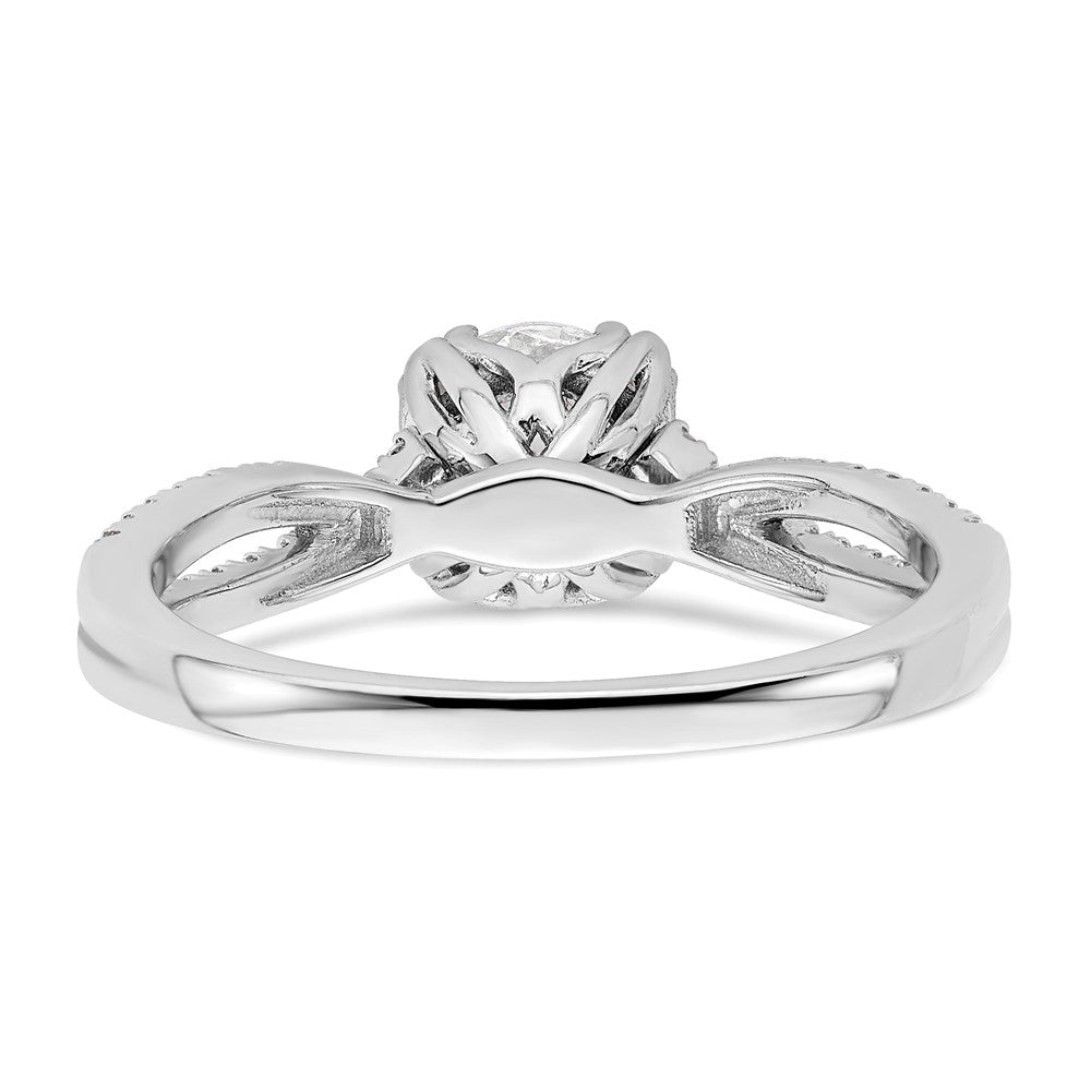 14K White Gold Criss-Cross (Holds 1 carat (6.5mm) Round Center) 1/5 carat Diamond Semi-Mount Engagement Ring