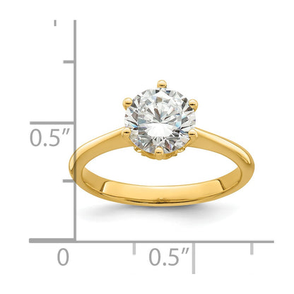 14K Yellow Gold (Holds 1.25 carat (7.50 mm) Round) 4-Prong with .03 carat Diamond Leaf Design Semi-Mount Engagement Ring
