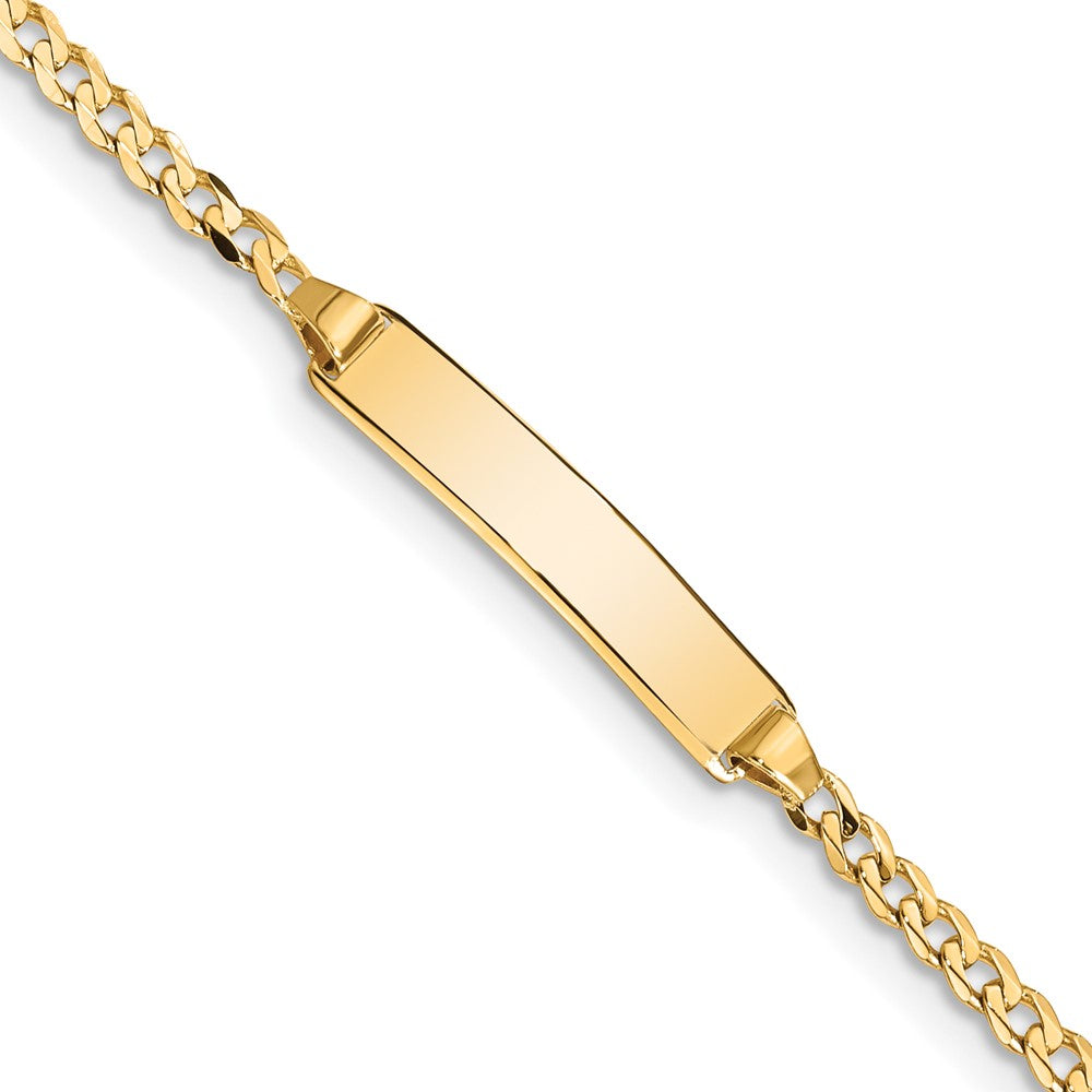 14K Yellow Gold Polished Solid Chain/Solid Plate Curb Link 20x4.8mm Plate 5.5 Inch Baby/Child ID Bracelet