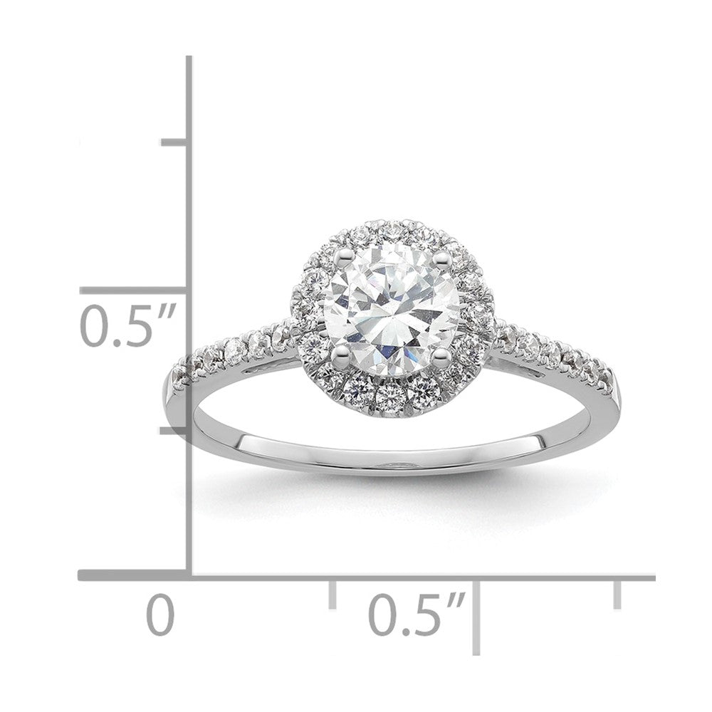 14K White Gold Halo (Holds 3/4 carat (5.8mm) Round Center) 1/4 carat Diamond Semi-mount Engagement Ring