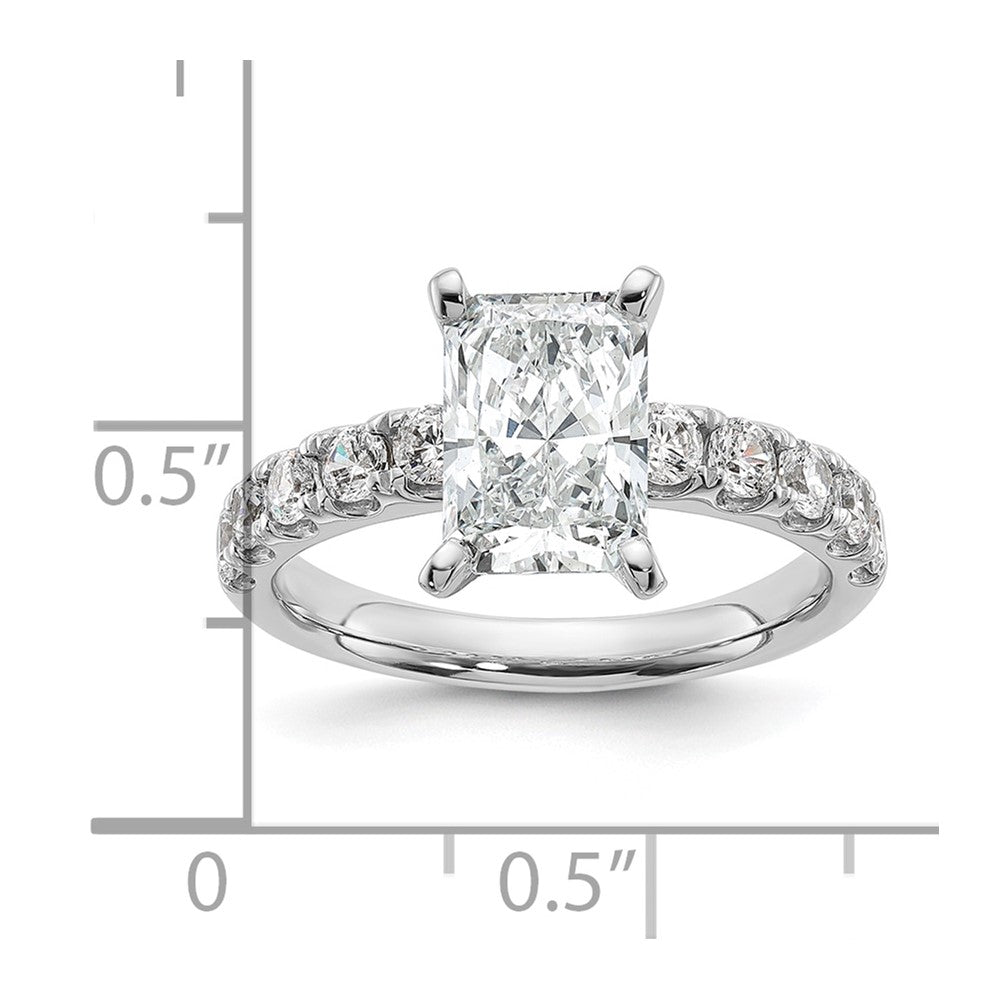 14K White Gold 2 3/4 carat Certified Lab Grown Diamond VS+ F+ Radiant Complete Engagement Ring
