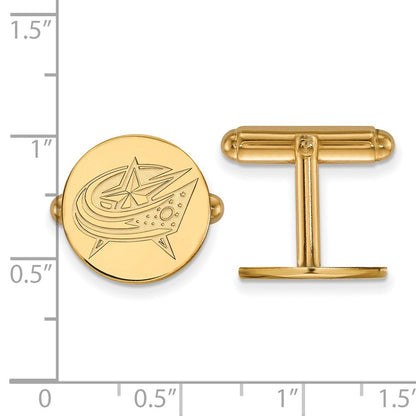 14K Yellow Gold Gold NHL LogoArt Columbus Blue Jackets Cuff Links