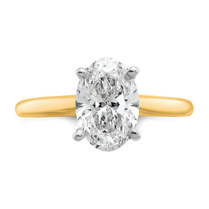 14K Two-Tone Gold 2 carat Certified Lab Grown Diamond VS+ F+ Oval Complete Solitaire Engagement Ring