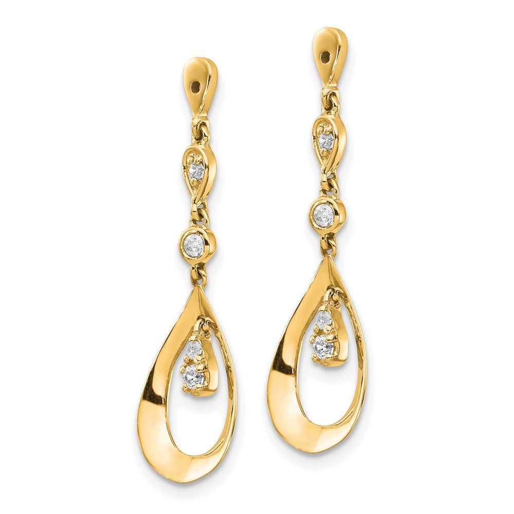14K Yellow Gold 1/8 carat Diamond Teardrop Dangle Earring Jackets