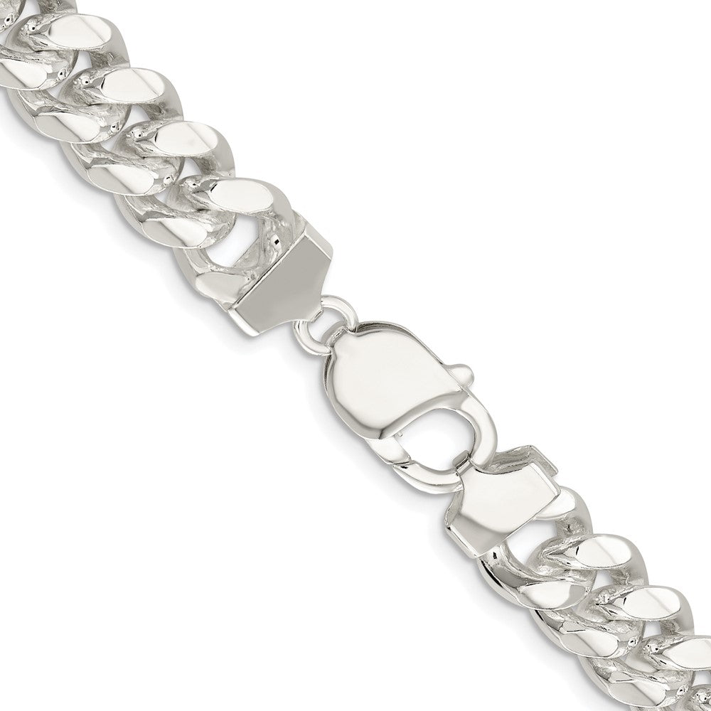 Sterling Silver Rhodium-plated 10.7mm Polished Domed Curb 22 Inch Chain