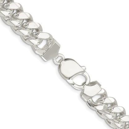 Sterling Silver Rhodium-plated 10.7mm Polished Domed Curb 22 Inch Chain