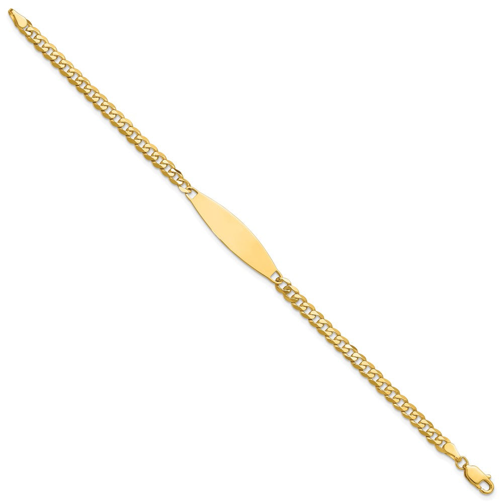 14K Yellow Gold Polished Solid Chain/Solid Plate Flat Curb Link 29.5x8mm Plate 8 Inch ID Bracelet