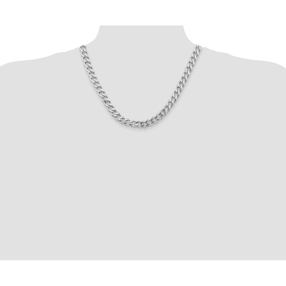 Sterling Silver Rhodium-plated 9.3mm Curb 20 Inch Chain