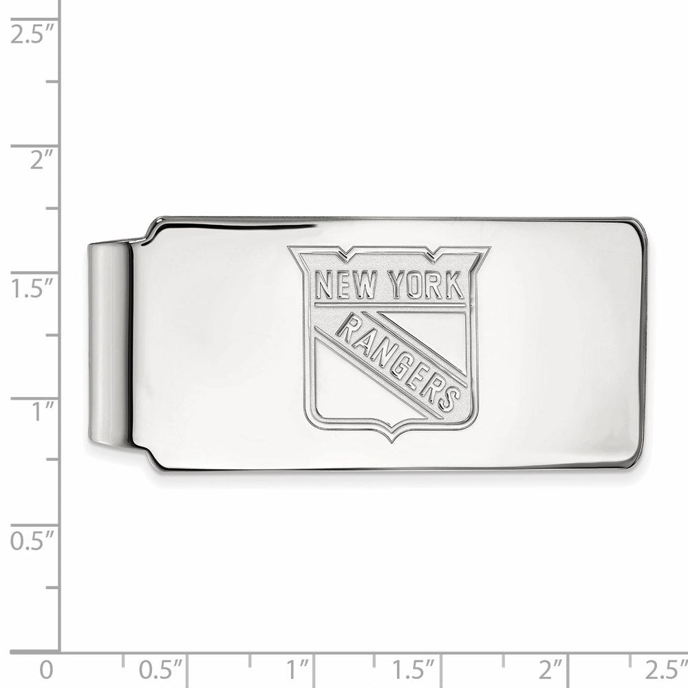 10K White Gold NHL LogoArt New York Rangers Money Clip