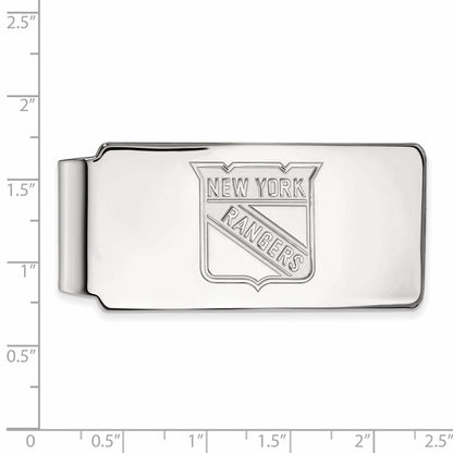 10K White Gold NHL LogoArt New York Rangers Money Clip