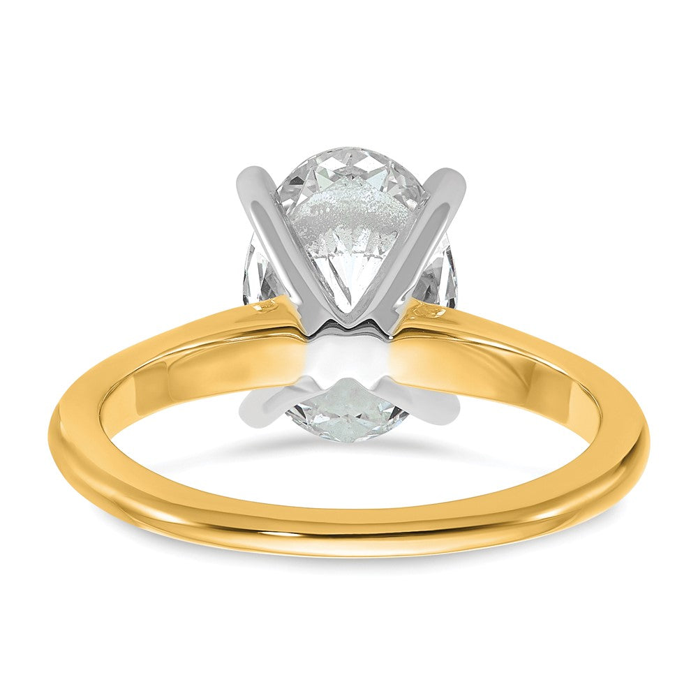 14K Two-Tone Gold 2 1/2 carat Certified Lab Grown Diamond VS+ F+ Oval Complete Solitaire Engagement Ring