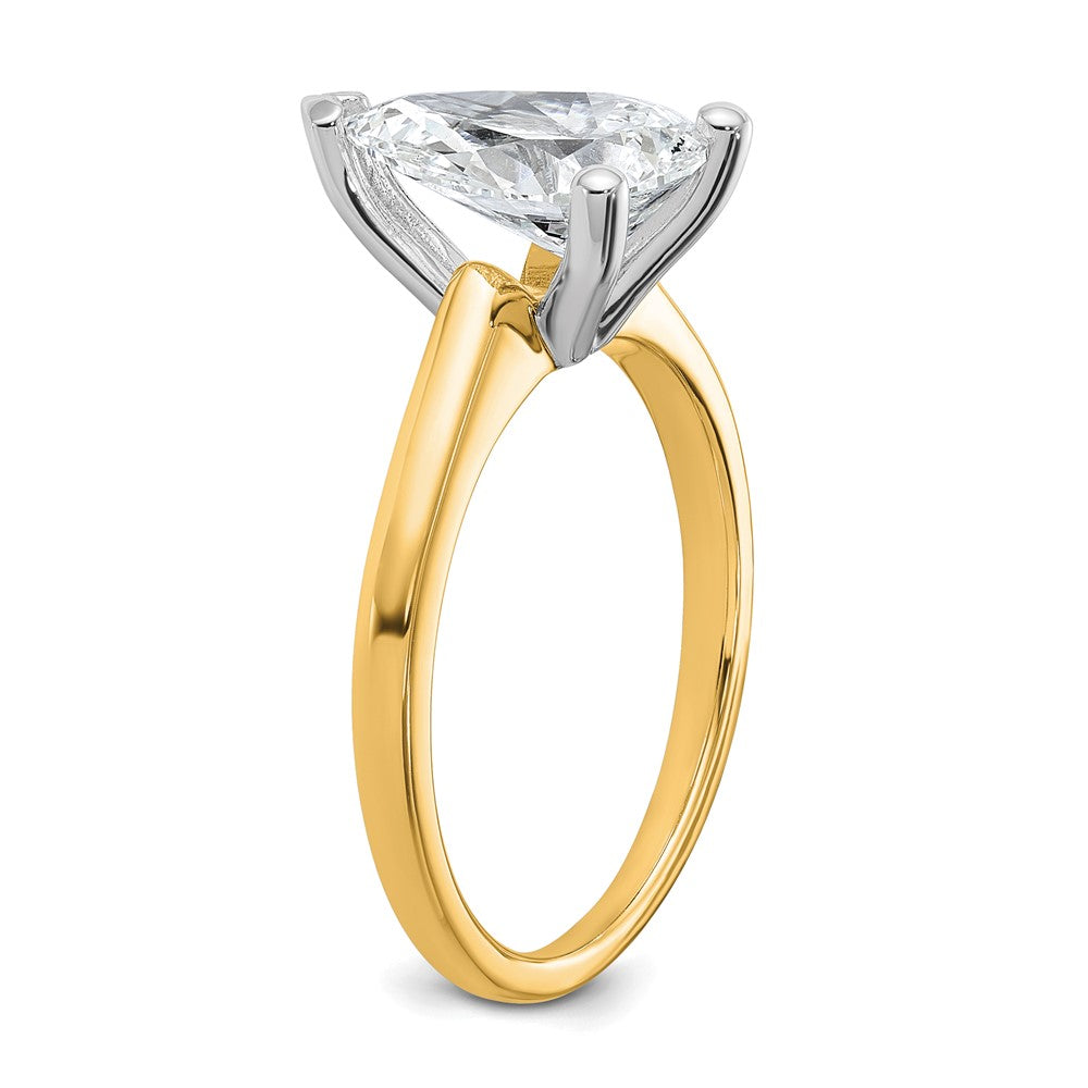 14K Two-Tone Gold Two-tone 2 carat Certified Lab Grown Diamond VS+ F+ Pear Solitaire Complete Engagement Ring