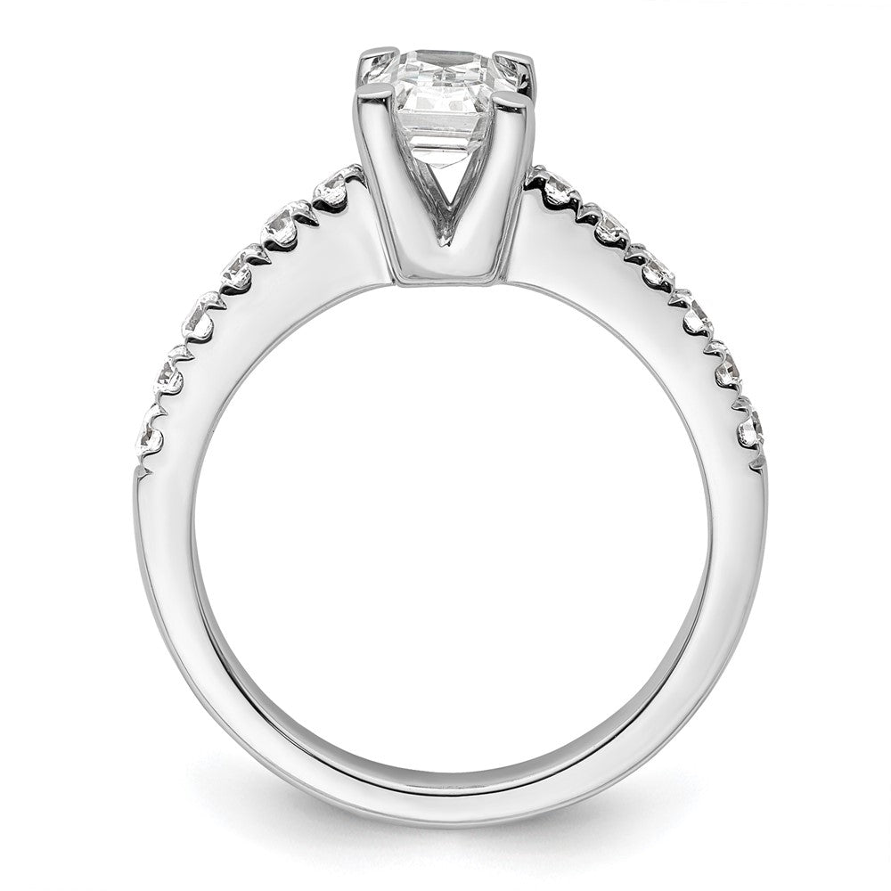 True Origin 14K White Gold 3/8 carat Lab Grown Diamond VS+ F+ Semi-Mount Emerald Engagement Ring