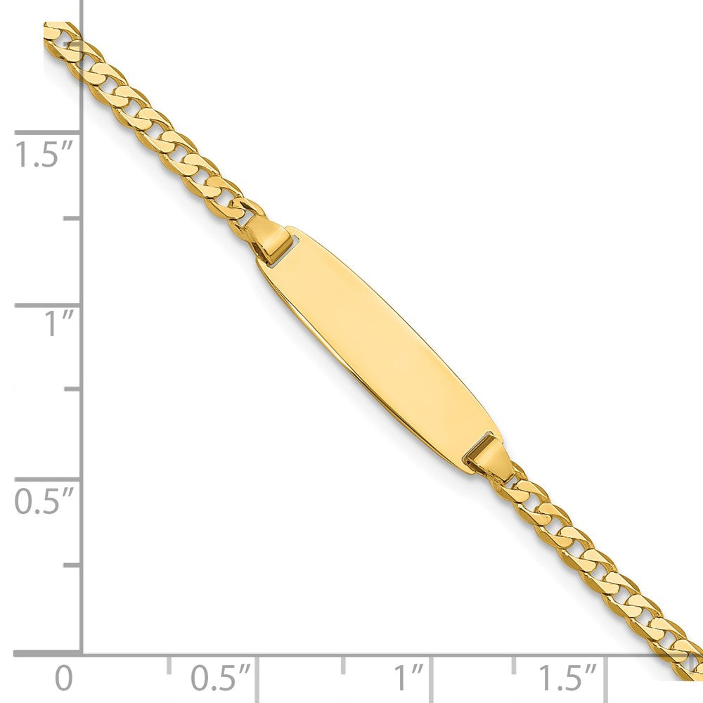 14K Yellow Gold Polished Solid Chain/Solid Plate Curb Link 19.5x5.5mm Plate 8 Inch ID Bracelet
