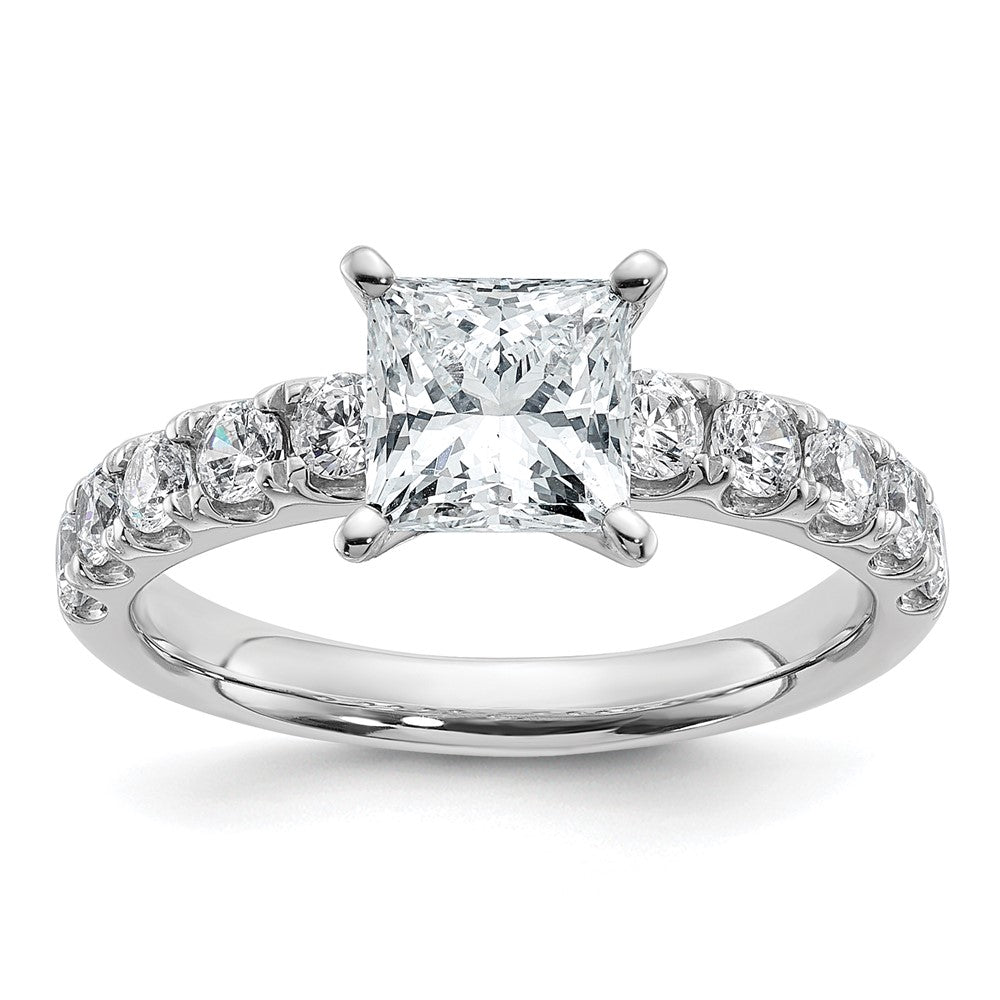 14K White Gold Certified 2 1/5 carat Lab Grown Diamond VS+ F+ Princess Complete Engagement Ring