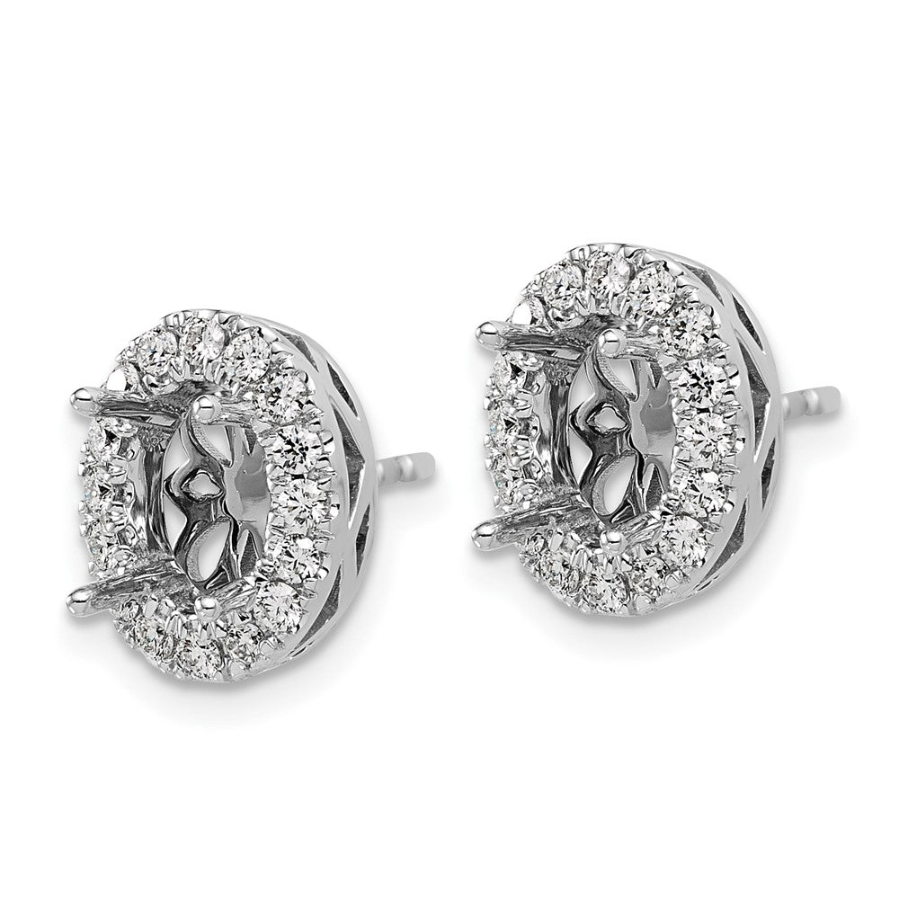 14K White Gold 1/2 carat Lab Grown Diamond VS/SI+ G+ Oval Semi Mount Halo Post Earrings