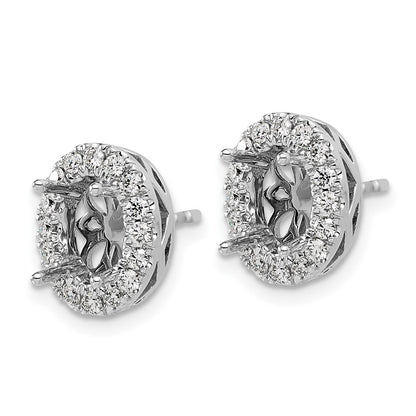 14K White Gold 1/2 carat Lab Grown Diamond VS/SI+ G+ Oval Semi Mount Halo Post Earrings