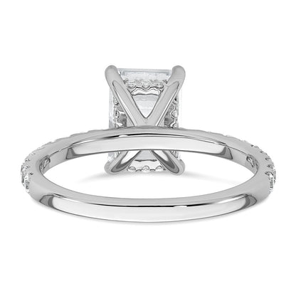 14K White Gold 2 3/8 carat Certified Lab Grown Diamond VS+ F+ Emerald Complete Solitaire with Flair Engagement Ring