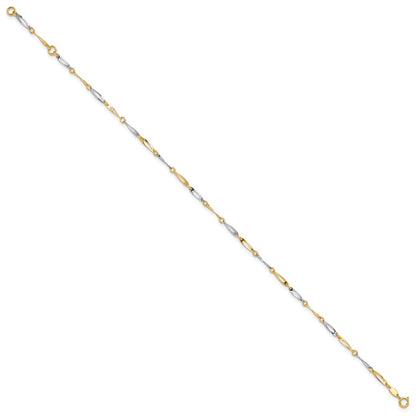 14K Two-Tone Gold Polished Oval Twist Link 9 Inch Plus 1 Inch Extender - Total 10 Inch Anklet