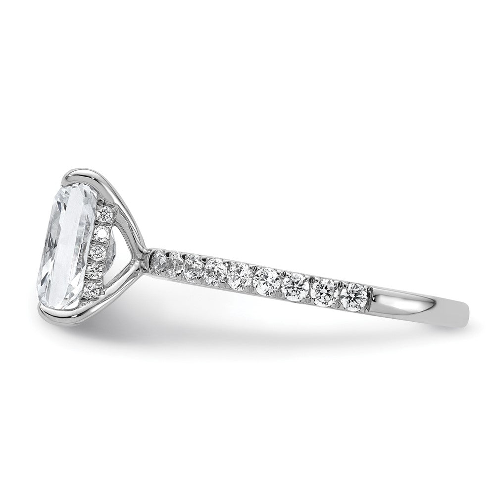 14K White Gold 2 3/8 carat Certified Lab Grown Diamond VS/SI+ G+ Radiant Complete Solitaire with Flair Engagement Ring