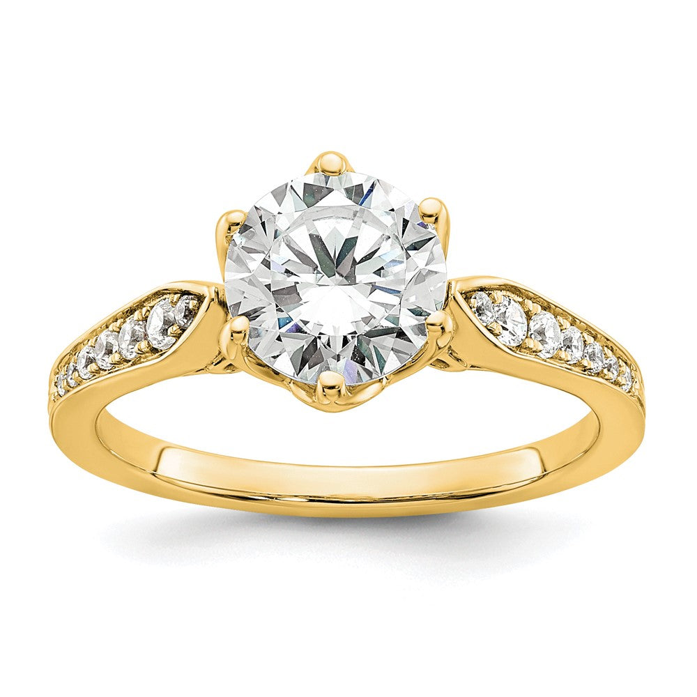 14K Yellow Gold Gold (Holds 1.5 carat (7.5mm) Round Center) 1/6 carat Diamond Semi-Mount Engagement Ring