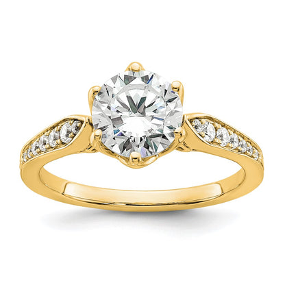 14K Yellow Gold Gold (Holds 1.5 carat (7.5mm) Round Center) 1/6 carat Diamond Semi-Mount Engagement Ring