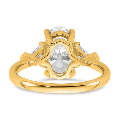 14K Yellow Gold 3 1/8 carat Certified Lab Grown Diamond VS/SI+ G+ Complete Oval and Trillion Three Stone Engagement Ring