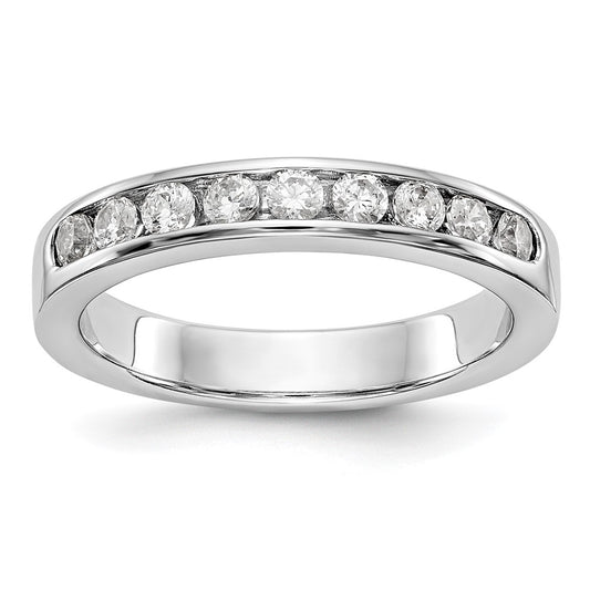 Platinum 9-Stone 1/2 carat Round Diamond Complete Channel Wedding Band Ring
