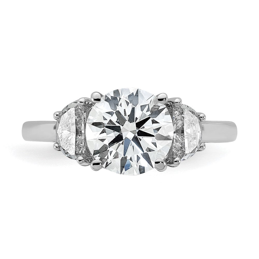 14K White Gold 2 1/2 carat Certified Lab Grown Diamond VS/SI+ G+ Round Complete Three Stone Engagement Ring