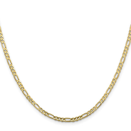 10K Yellow Gold 3mm Flat Figaro 26 Inch Chain
