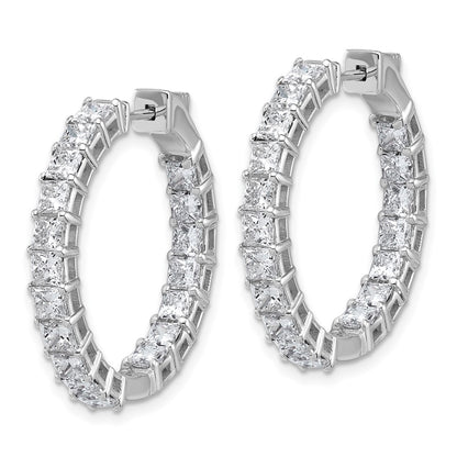 14K White Gold 6 1/8 Lab Grown Diamond VS+ F+ Princess Complete In and Out Hoop Earrings