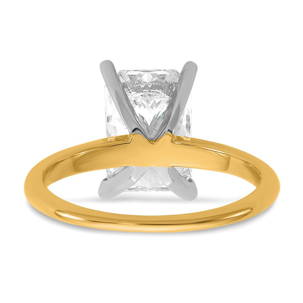 14K Two-Tone Gold Two-tone 3 carat Lab Grown Diamond VS+ F+ Radiant Solitaire Complete Engagement Ring