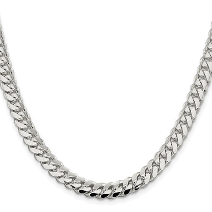 Sterling Silver Rhodium-plated 7.0mm Polished Domed Curb 22 Inch Chain
